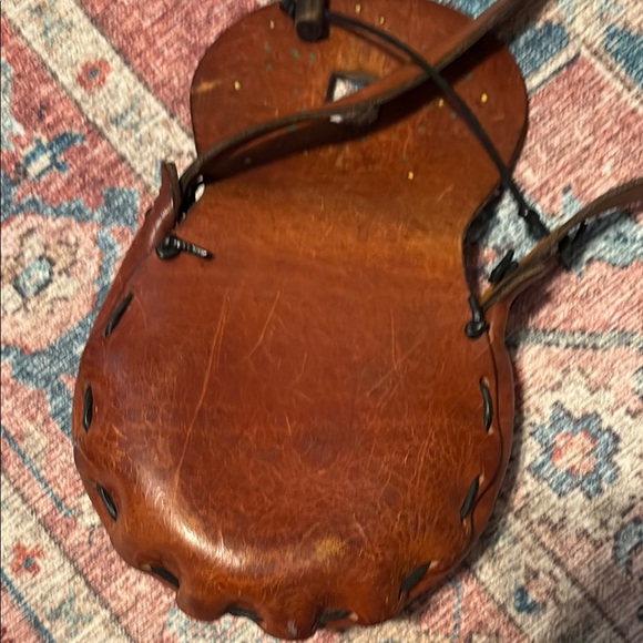 Vintage 70s Hippie Brown Leather Women's Bag - Picture 9 of 12